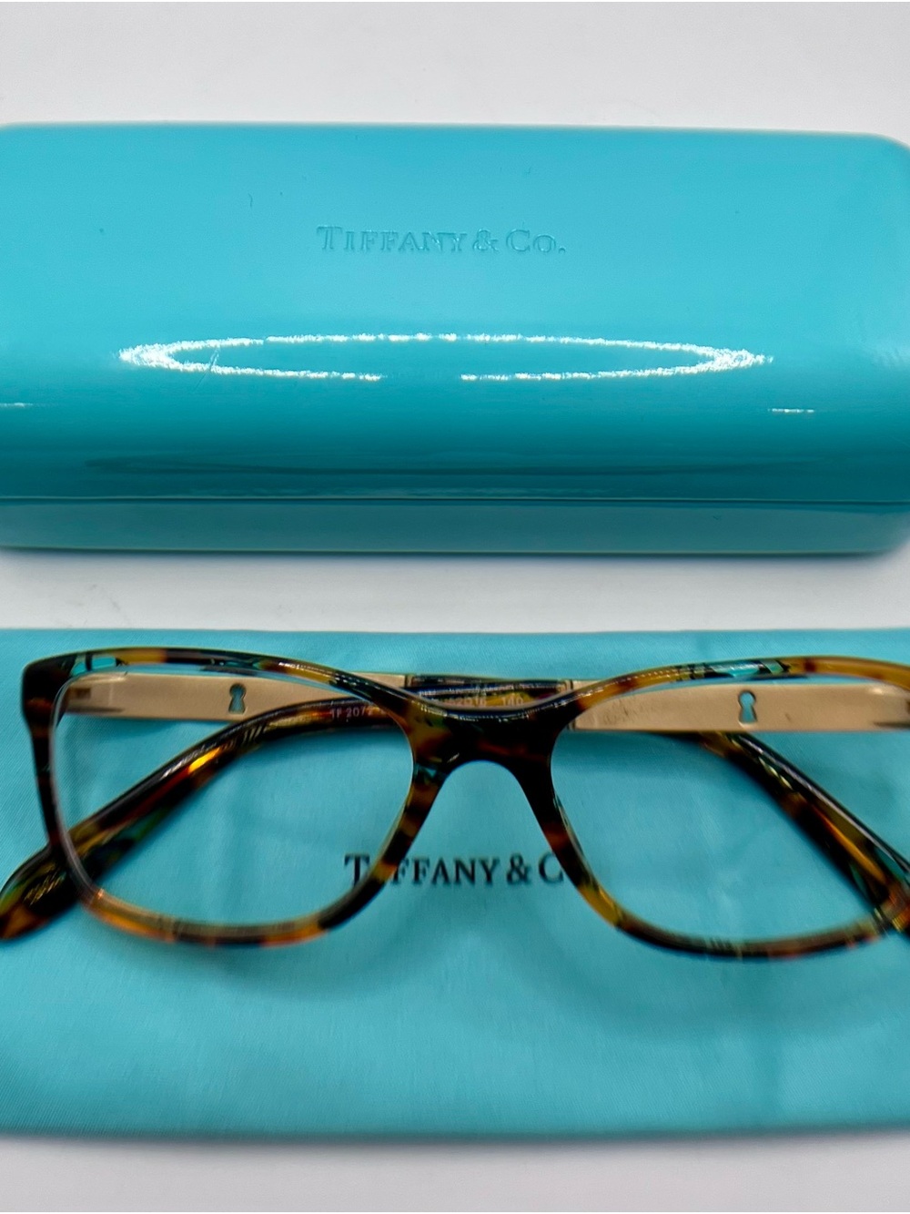 Tiffany & Co. TF 2072-B 8114 Eyeglasses Havana Tortoise Blue Specks 54mm W/ Case